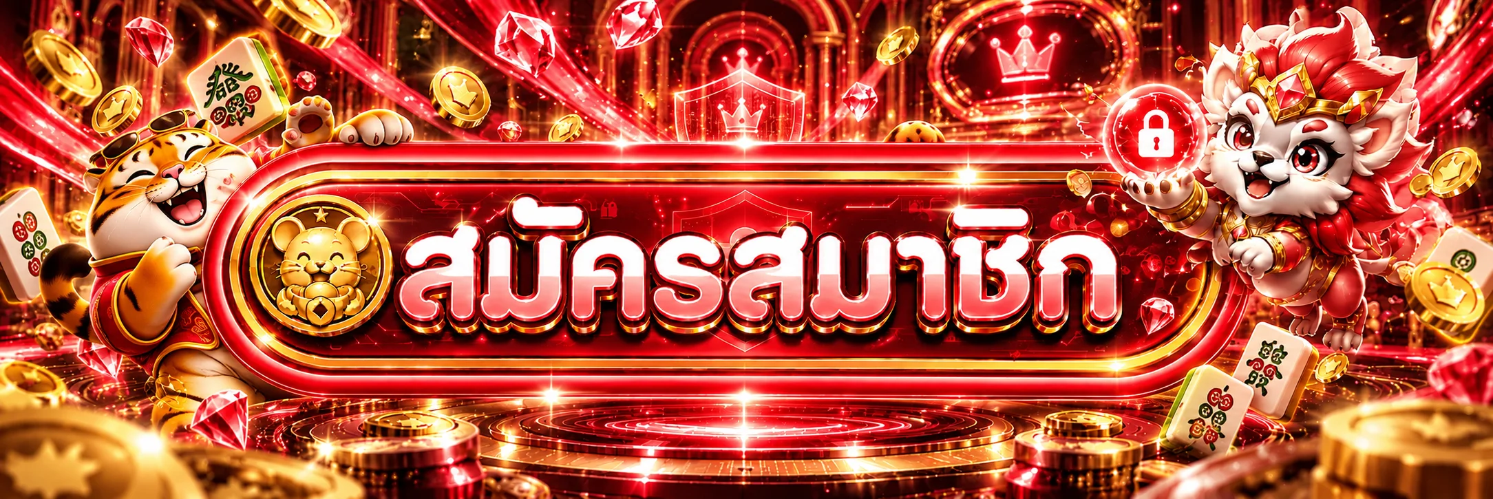 ปุ่มสมัครสมาชิกและทางเข้า JP565 พร้อมสัญลักษณ์ความปลอดภัย